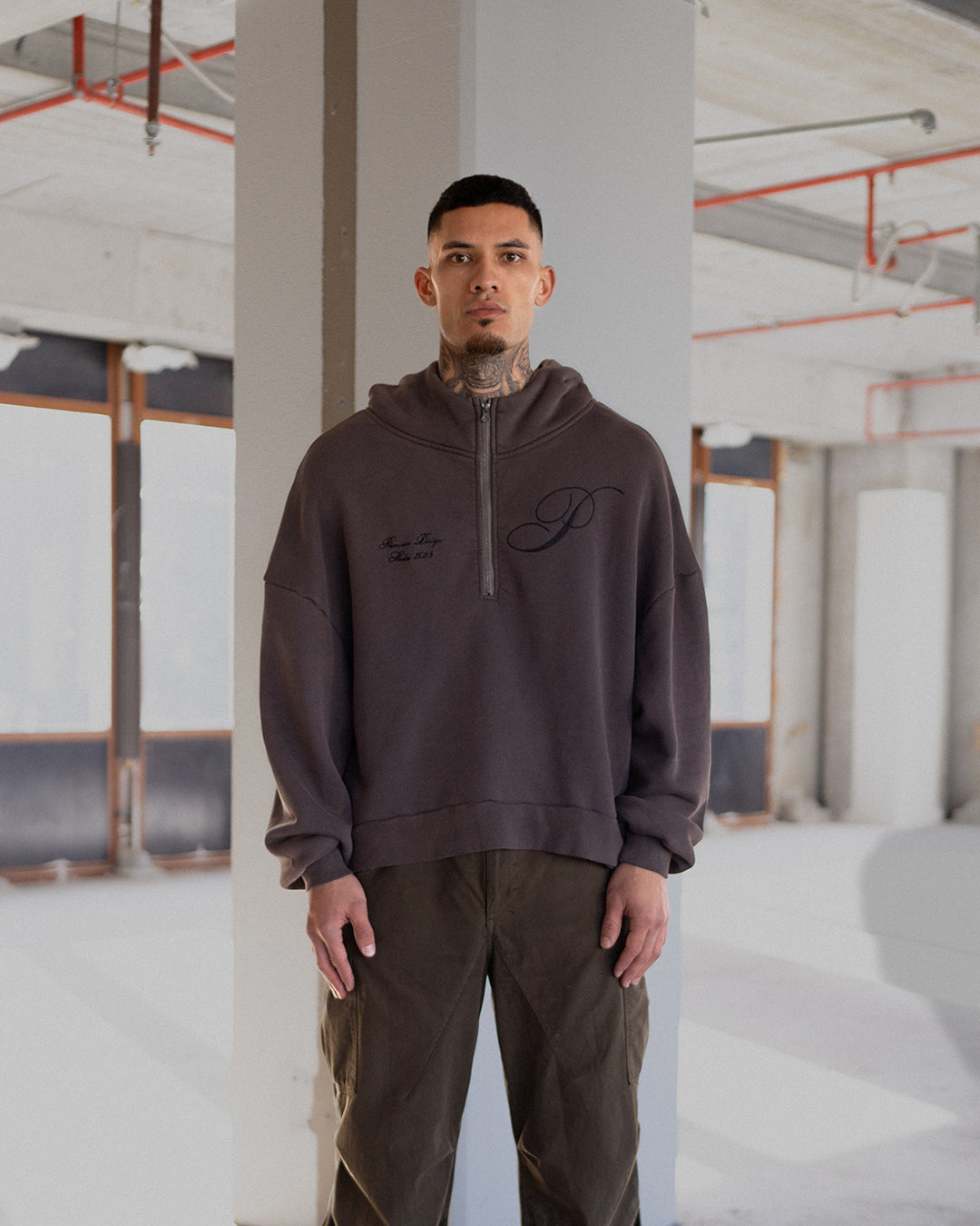 1/4 Zip Heavyweight Pullover - Washed Grey