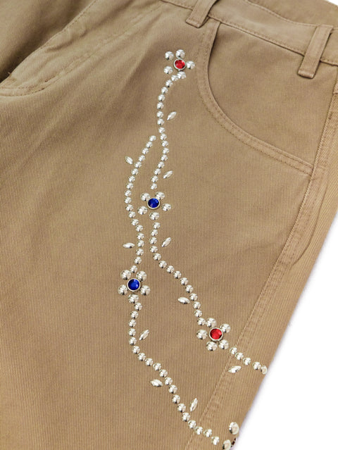 Flower Stud Pant - Beige