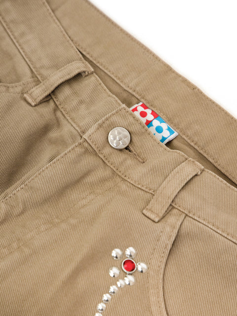 Flower Stud Pant - Beige