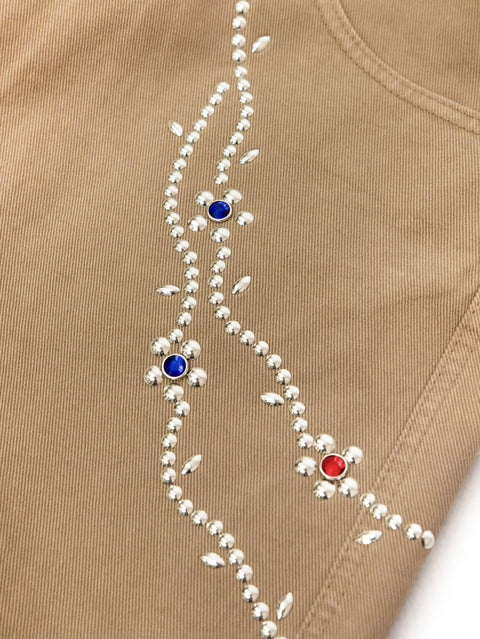 Flower Stud Pant - Beige