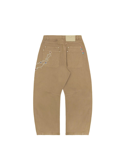 Flower Stud Pant - Beige