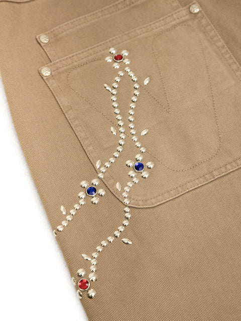 Flower Stud Pant - Beige