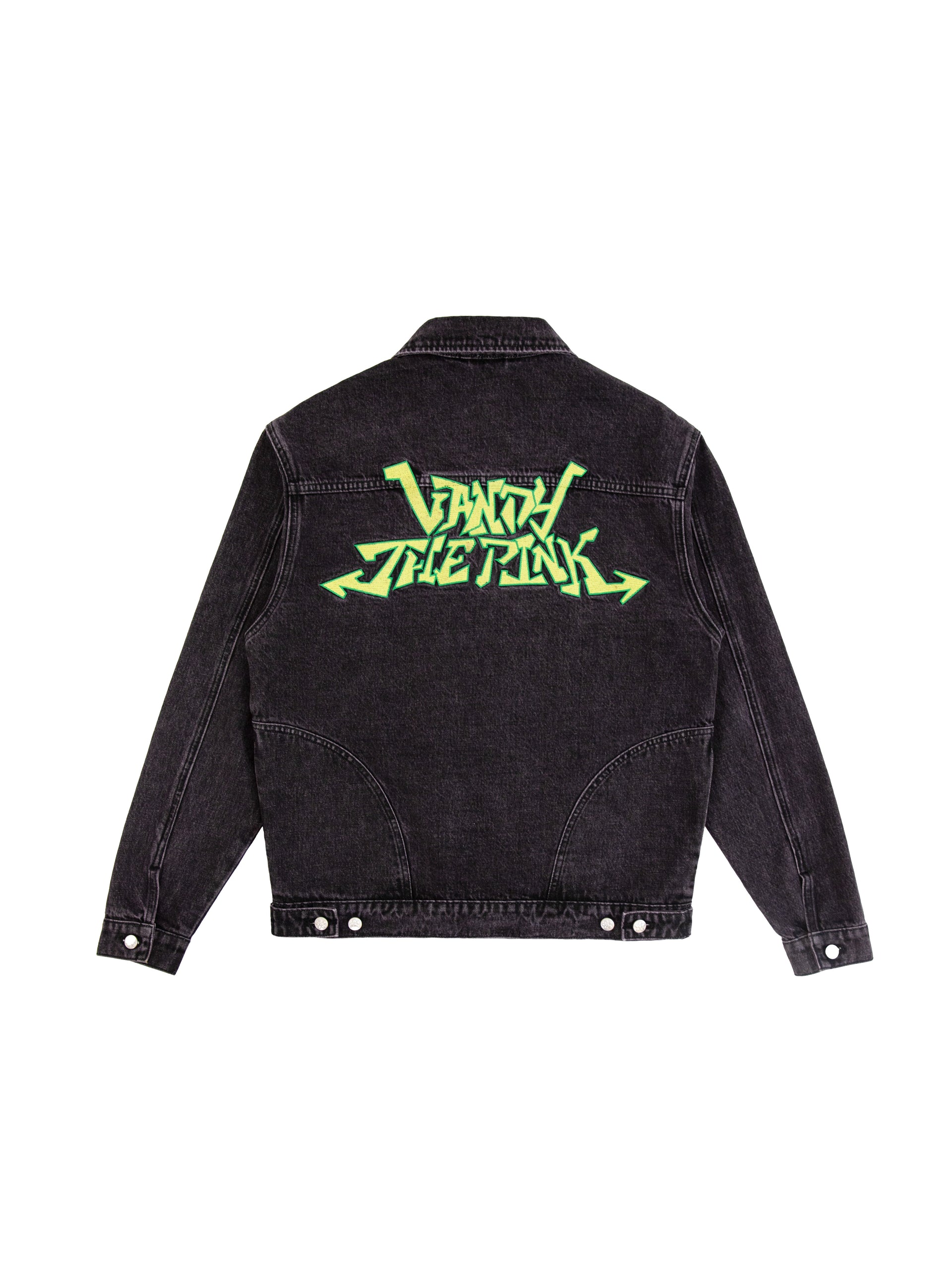 Graffiti Denim Jacket - Black/Neon Green