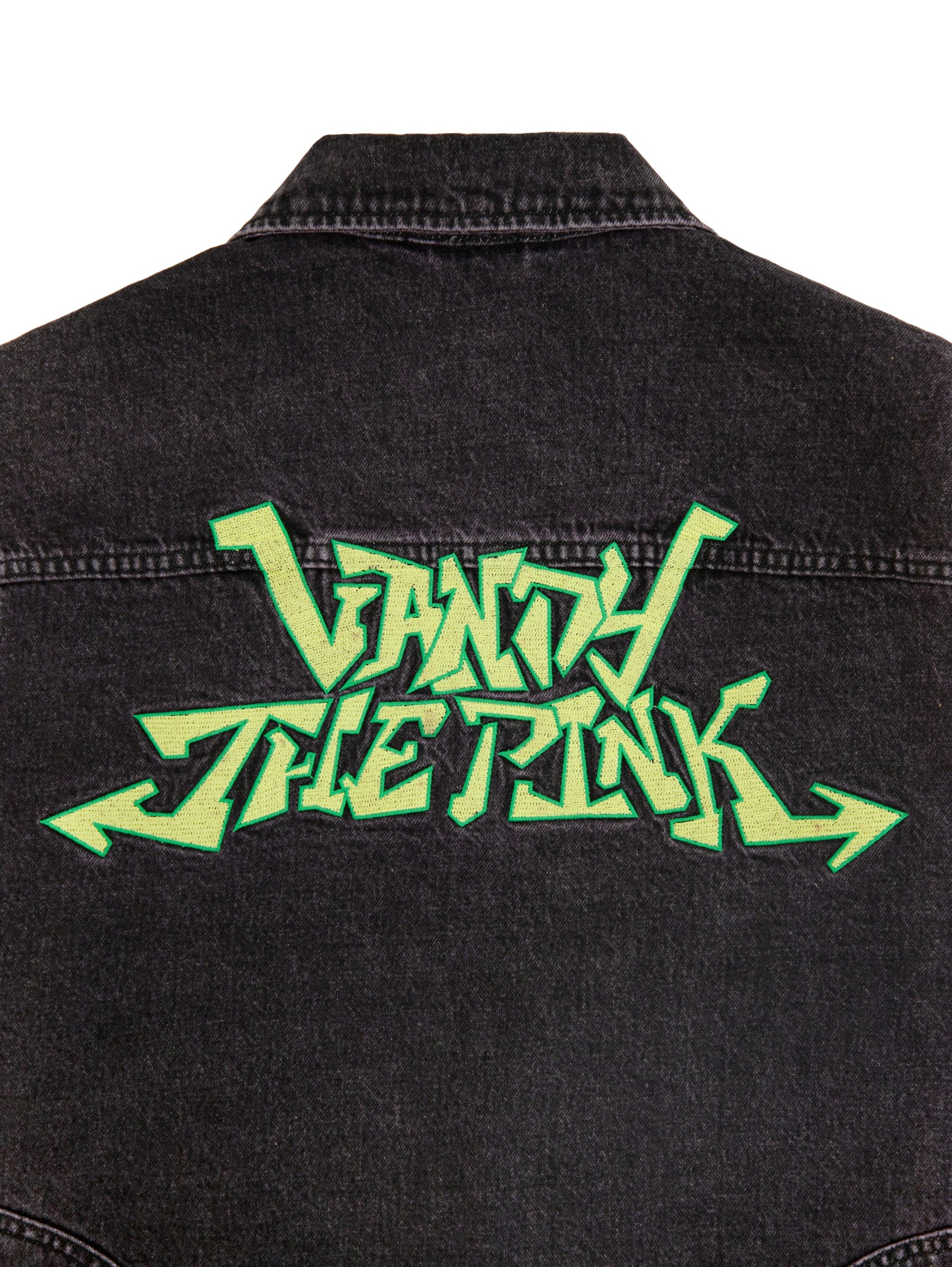 Graffiti Denim Jacket - Black/Neon Green