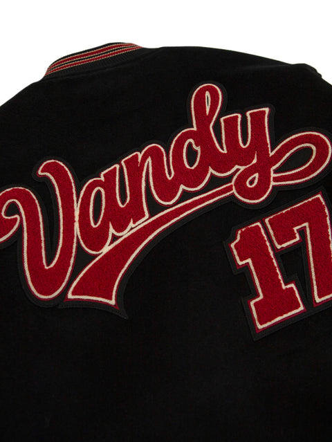 Puff Sleeve Varsity Jacket - Black/Beige