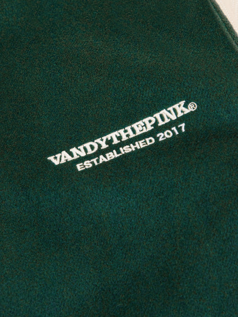 Puff Sleeve Varsity Jacket - Green/Beige