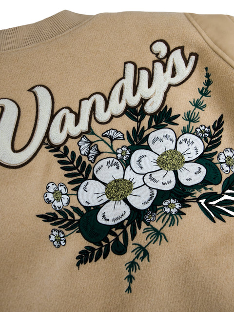 Leather Panel Varsity Jacket - Coffee