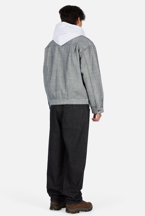 Pleated Denim Jacket - Reversed Indigo
