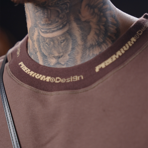 Jacquard Rib T-Shirt - Brown