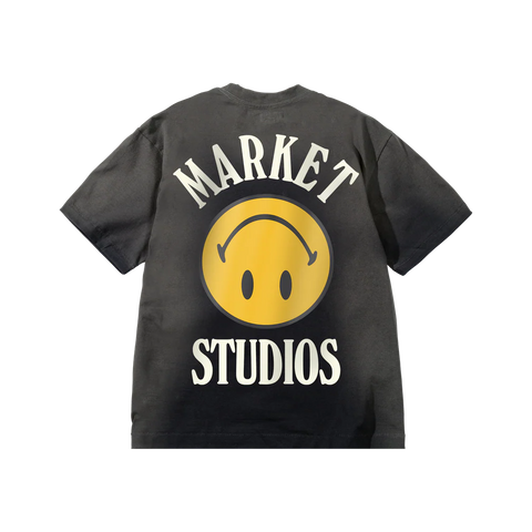 Smiley Upside Down Lock-Up T-Shirt - Black