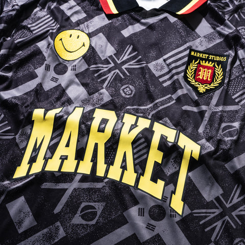 Smiley International Flags LS Soccer Jersey - Black/Grey