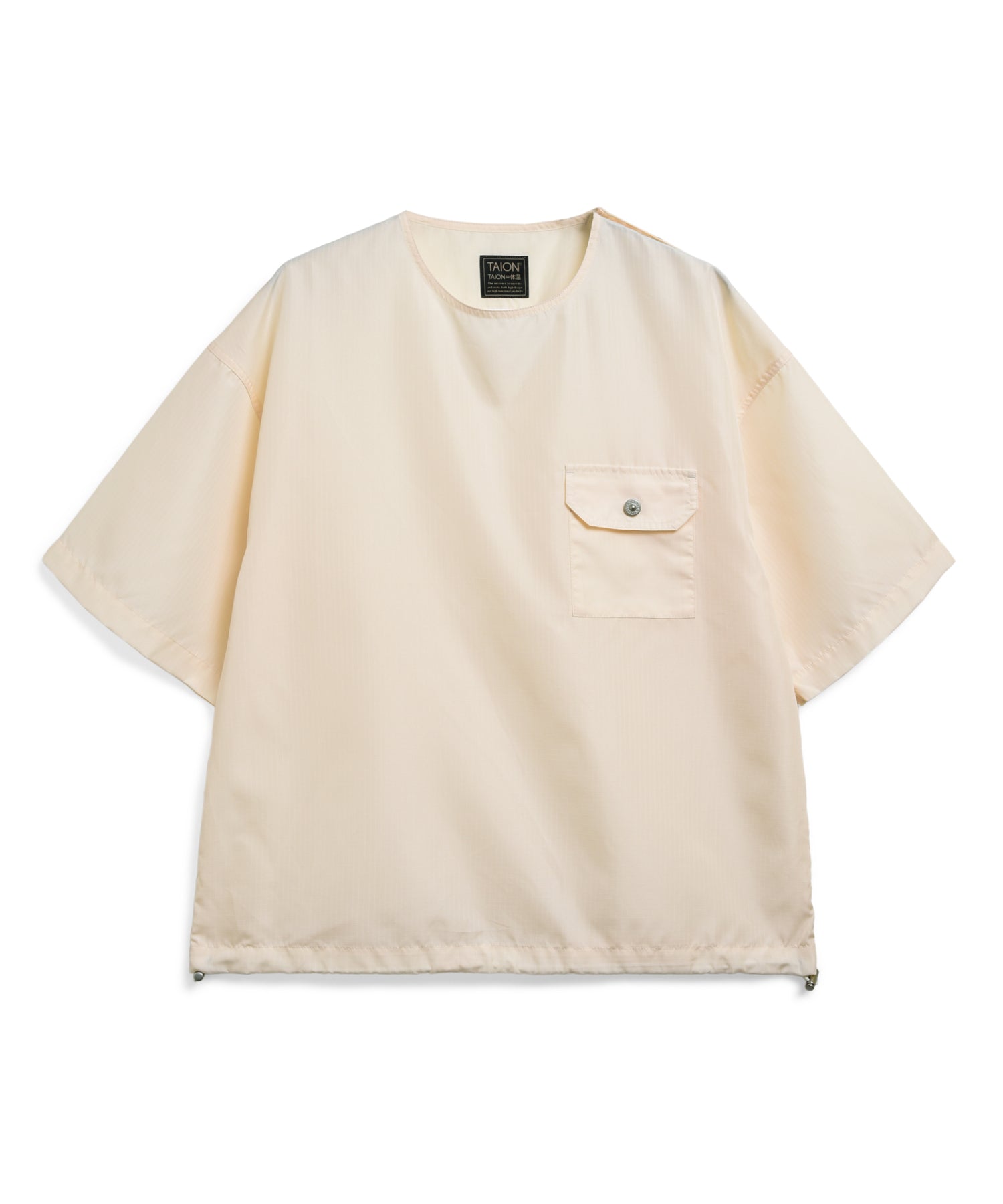 Non-Down Military Half-Sleeve Cut & Sew T-Shirt - Off-White