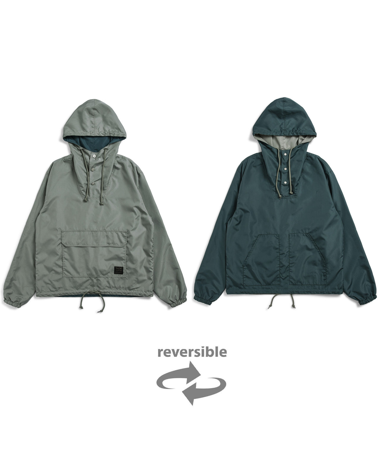 Non-Down Military Reversible Anorak Parka - Dark Sage Green