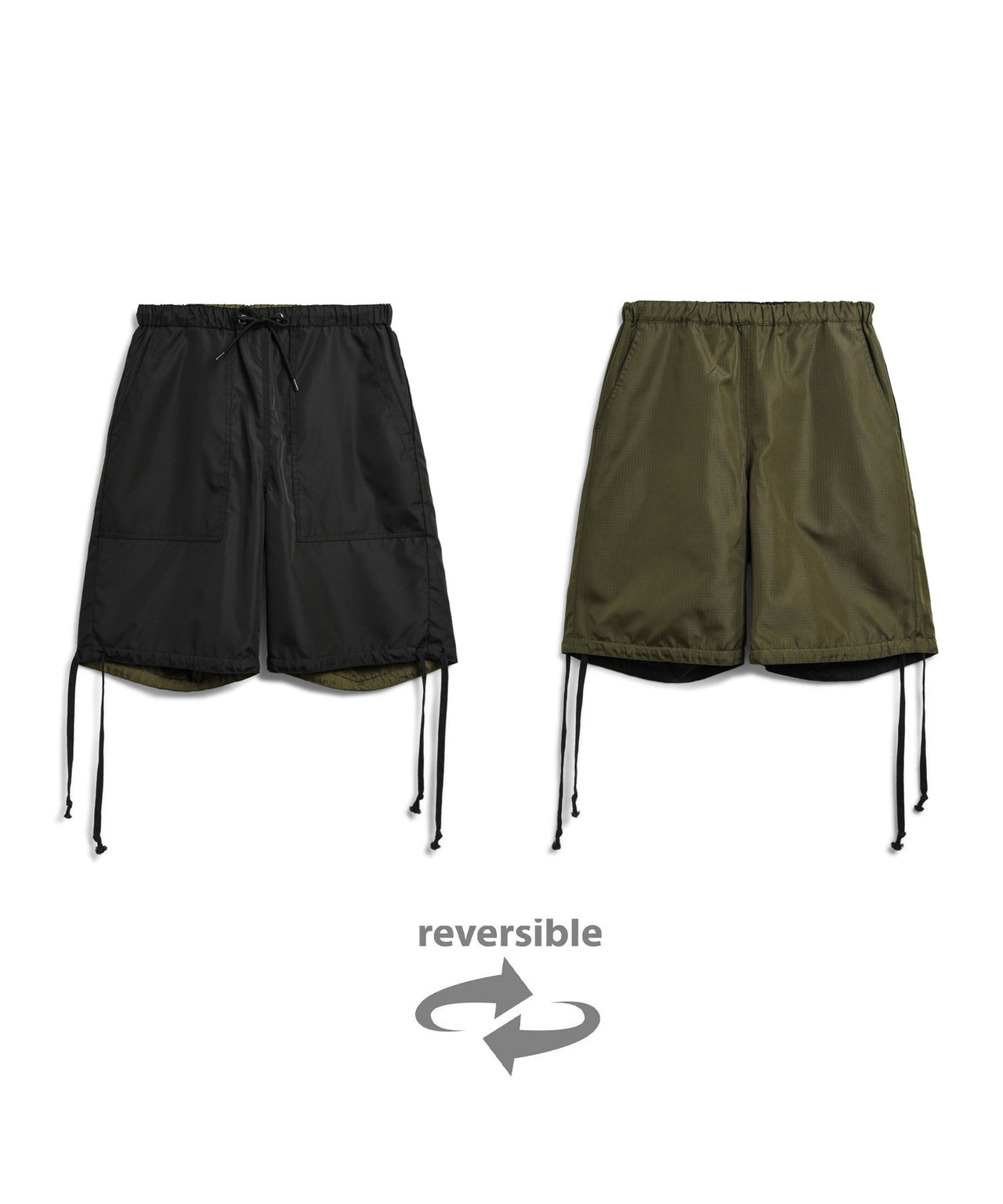 Non-Down Military Reversible Shorts - Black