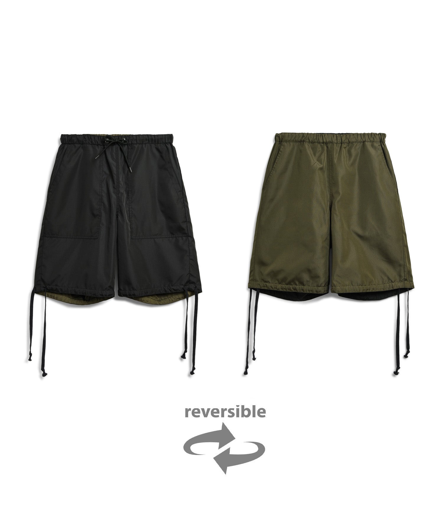 Non-Down Military Reversible Shorts - Black