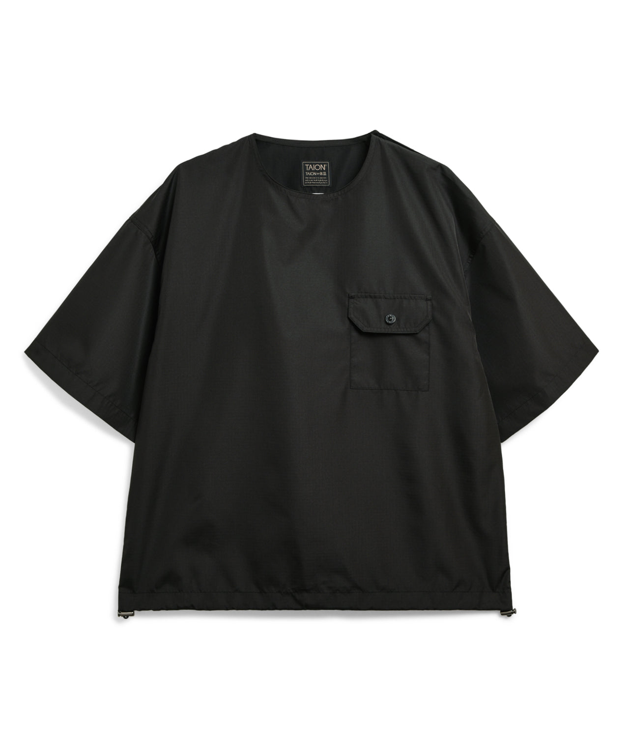 Non-Down Military Half-Sleeve Cut & Sew T-Shirt - Black