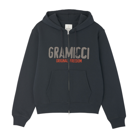 Spell Out Zip Hoodie - Vintage Black
