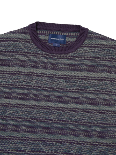 Pattern Knit Crew - Dark Purple