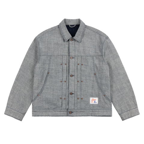 Pleated Denim Jacket - Reversed Indigo