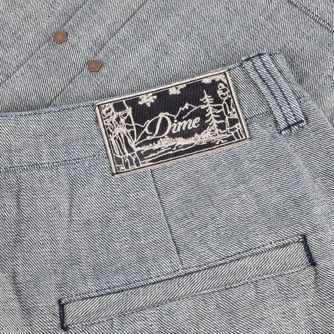 Pleated Baggy Denim Shorts - Reversed Indigo