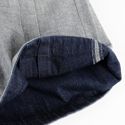 Pleated Baggy Denim Shorts - Reversed Indigo