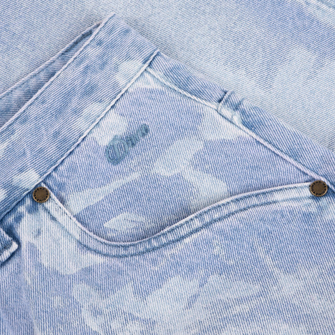 Baggy Denim Shorts - Blue Washed (White Paint)