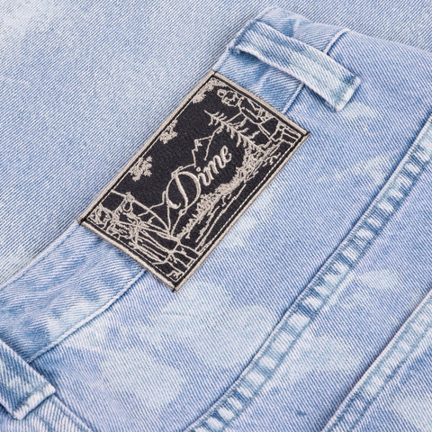 Baggy Denim Shorts - Blue Washed (White Paint)