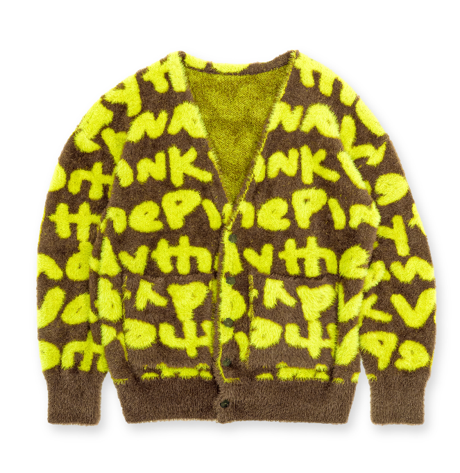 Graffiti Cardigan - Neon Yellow/Brown