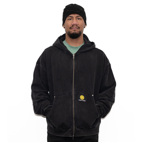 Smiley Core Zip Hoodie - Black
