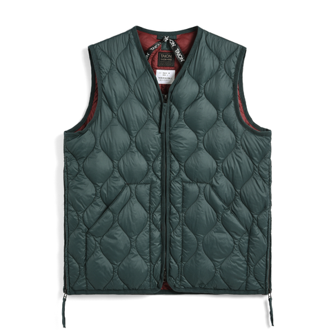 Soft Shell Military V-Neck W-Zip Down Vest - Dark Green
