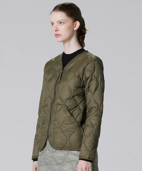 Soft Shell Military V-Neck W-Zip Down Jacket - Dark Olive