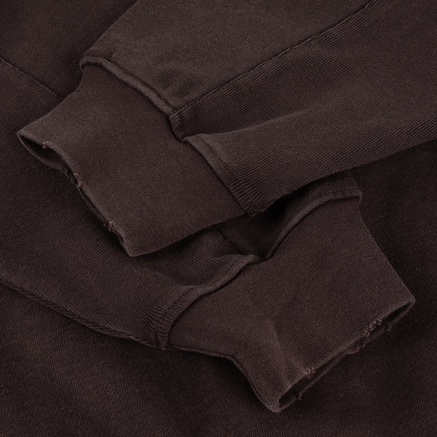 Distressed Terry Zip Hoodie - Acid Brown