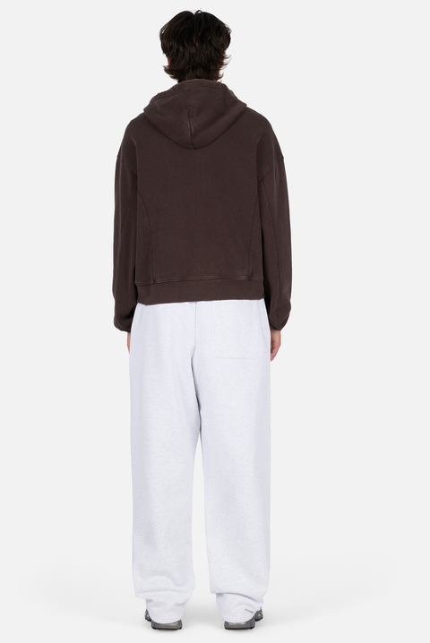 Distressed Terry Zip Hoodie - Acid Brown