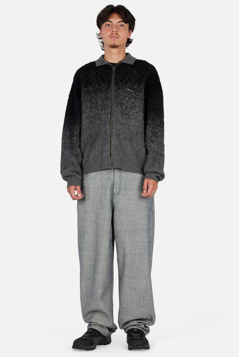 Mohair Double Zip Knit - Black/Charcoal