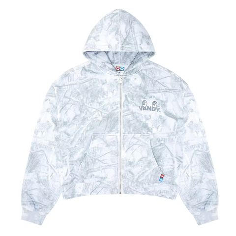 Snow Camo Eye Logo Zip Up Hoodie - White