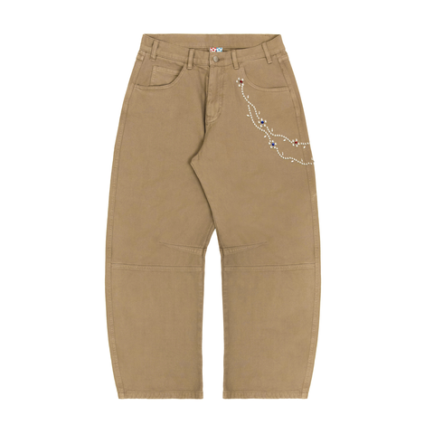 Flower Stud Pant - Beige