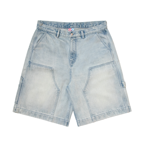 Patchwork Denim Shorts - Light Blue