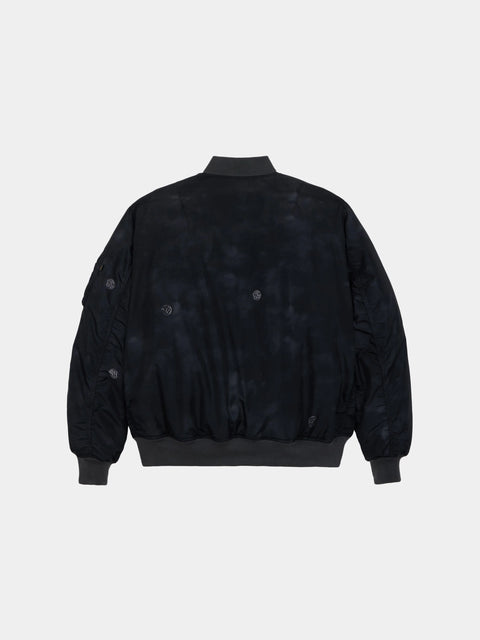 MA-1 Oxford Vintage Print Heritage Fit Flight Jacket - Black
