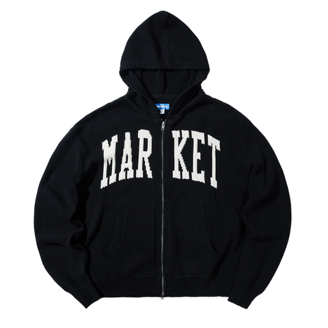 Classic Arc Full Zip Knit Sweater - Black