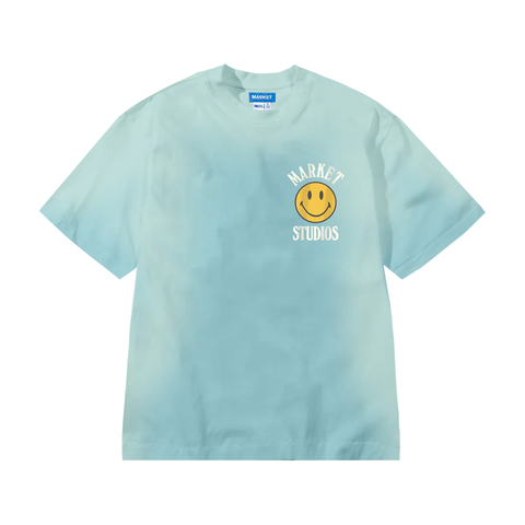 Smiley Upside Down Lock-Up T-Shirt - Retro Blue