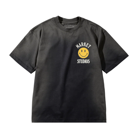 Smiley Upside Down Lock-Up T-Shirt - Black