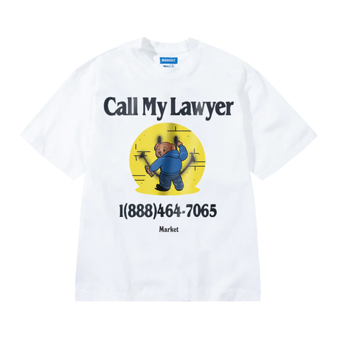 Smiley Call My Lawyer Bear T-Shirt - White