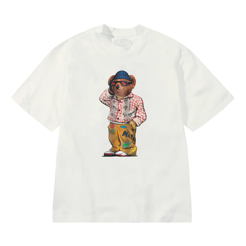 Folk Fitted Bear T-Shirt - White
