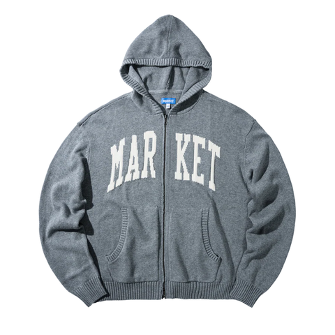 Classic Arc Full Zip Knit Sweater - Grey