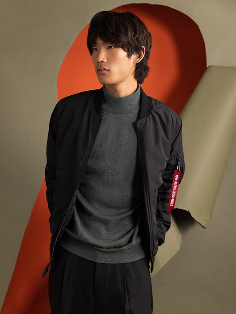 MA-1 Reversible Onion Quilted Flight Jacket - Black