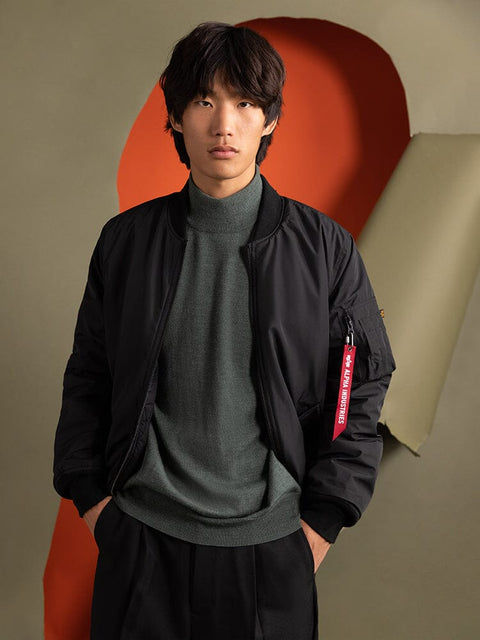 MA-1 Reversible Onion Quilted Flight Jacket - Black