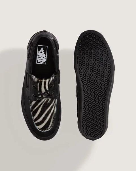 2-Eyelet Pony Hair Boat Shoe - Black