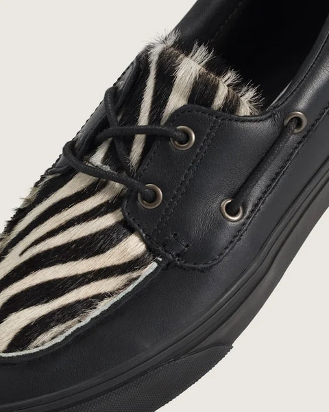 2-Eyelet Pony Hair Boat Shoe - Black