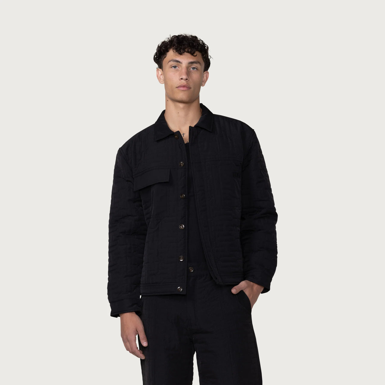 Quilted Coach Jacket - Black
