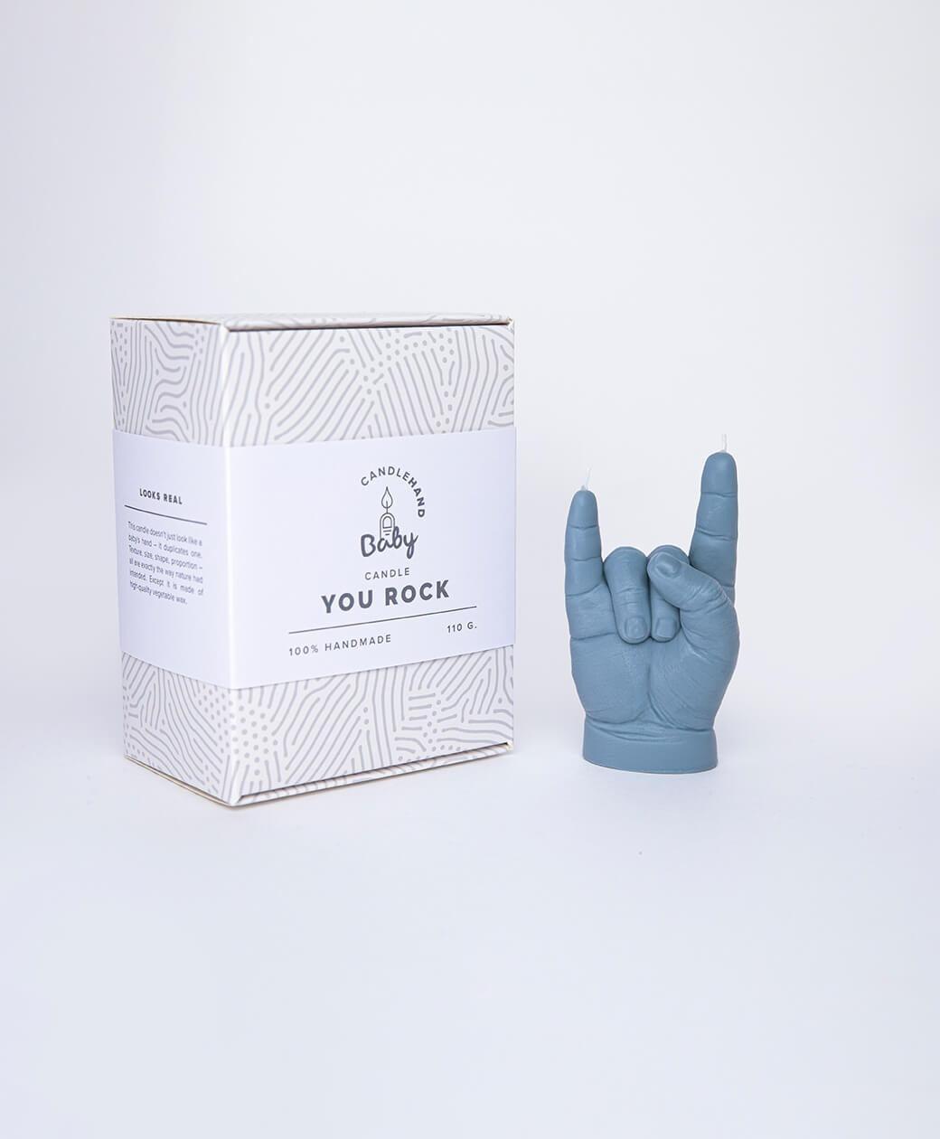 You Rock Baby Candle Hand in Grey - Locals Streetwear NZ